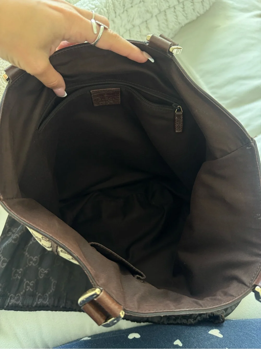 Authentic Gucci Beige and Brown GG Canvas Shoulder Bag